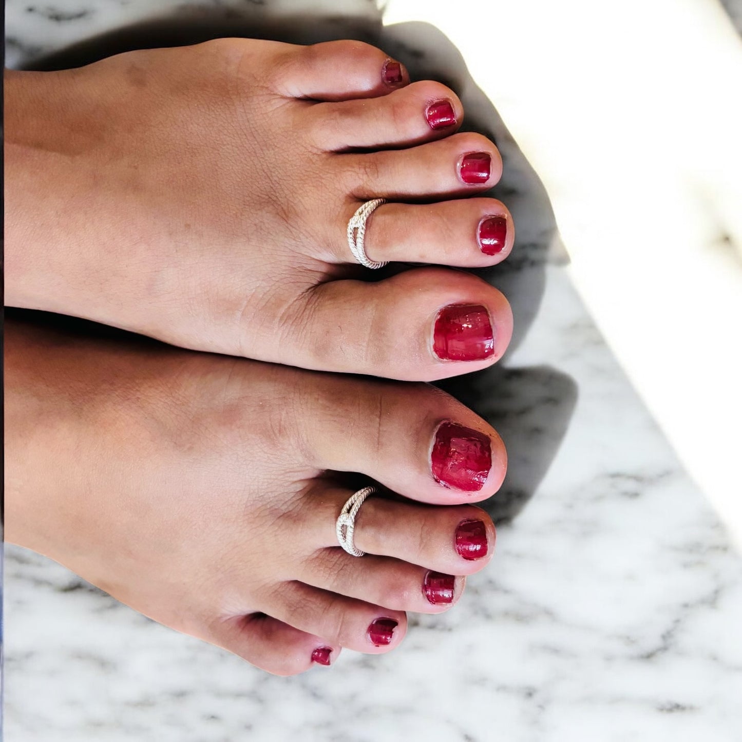 Fine silver beaded toe ring