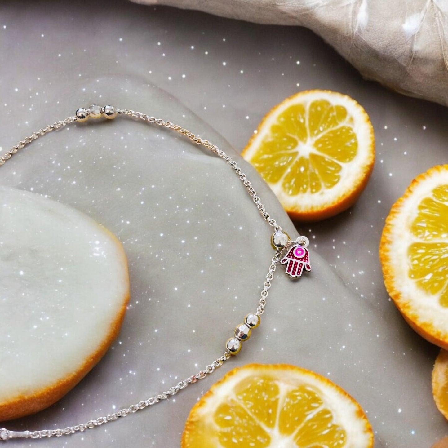 Hamsa Charm 925 silver anklets
