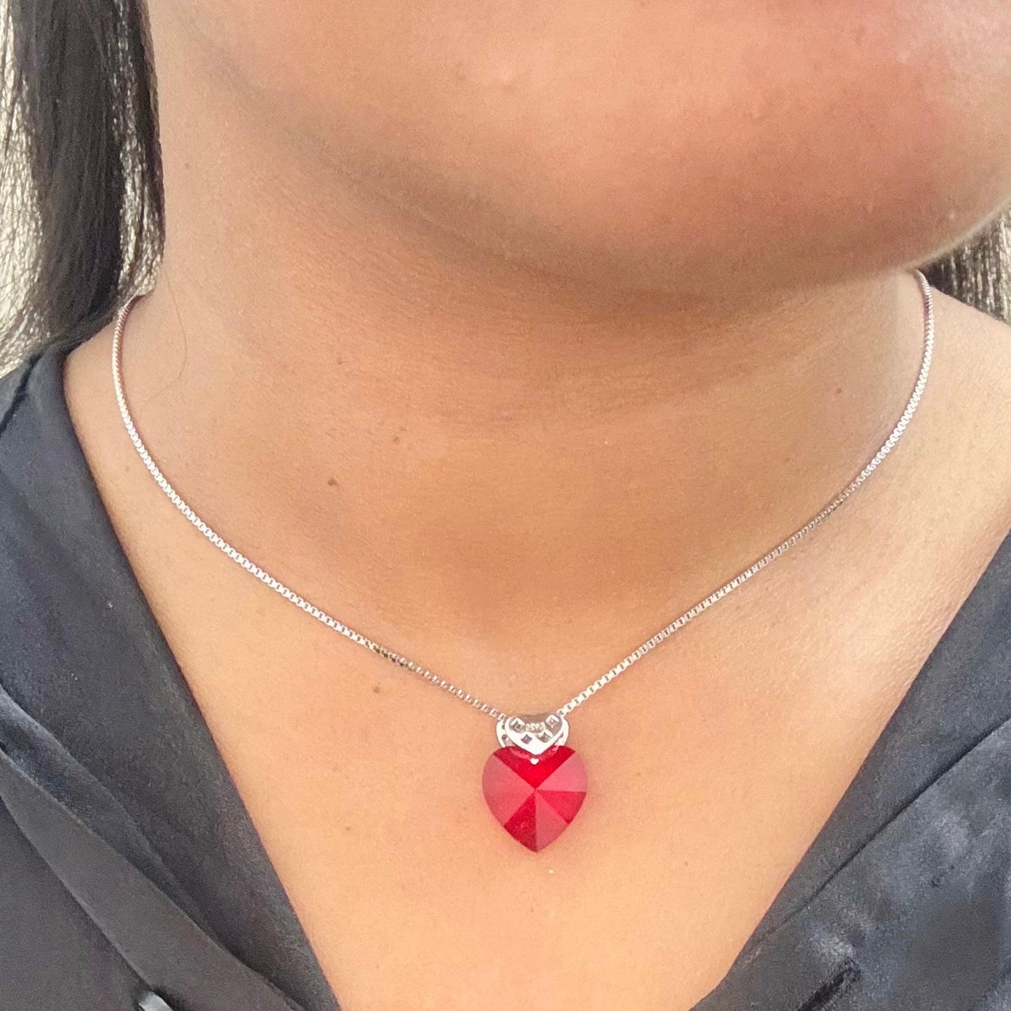 Mystical heart with ruby stone chain locket