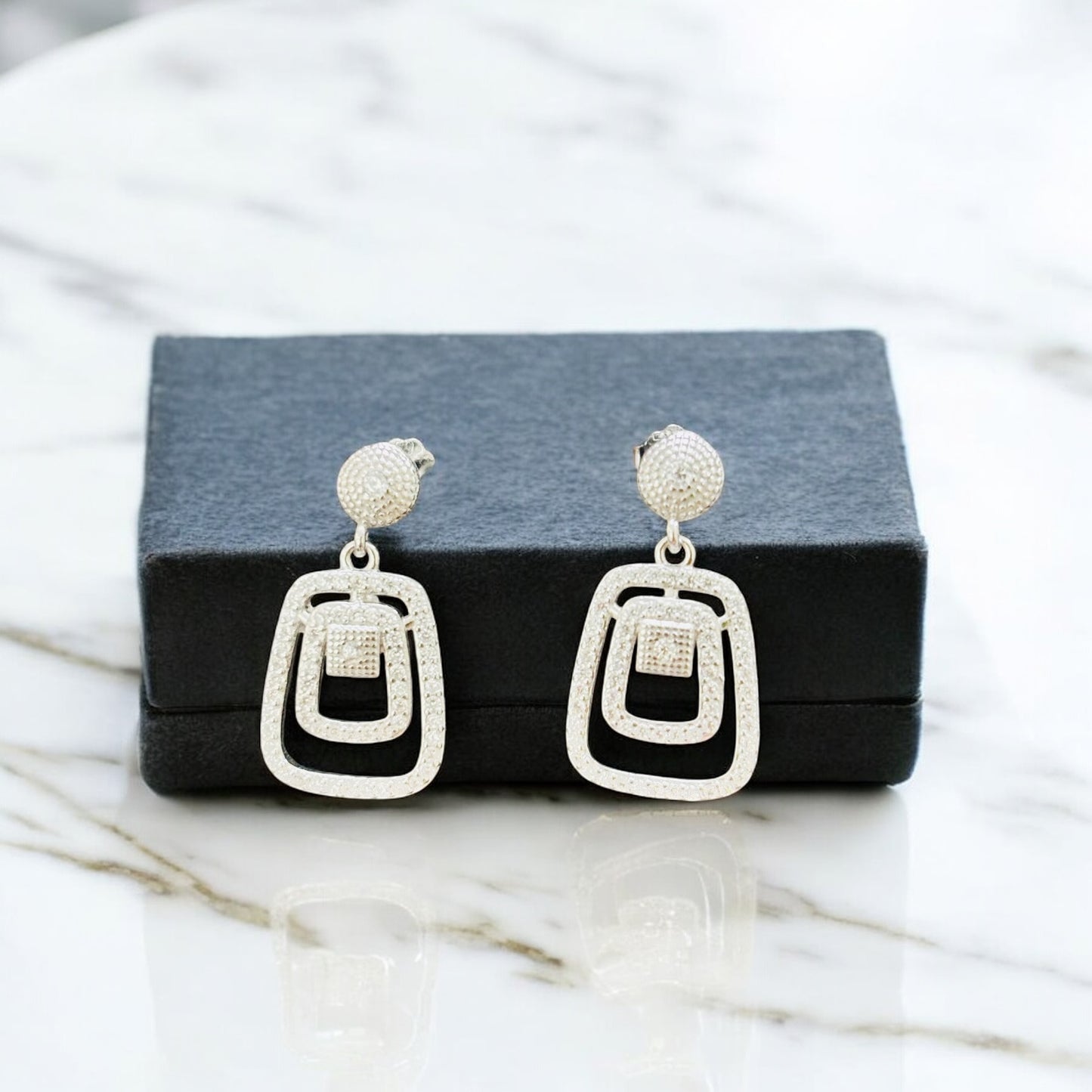 Elegant Drop statement 925 Silver Earring