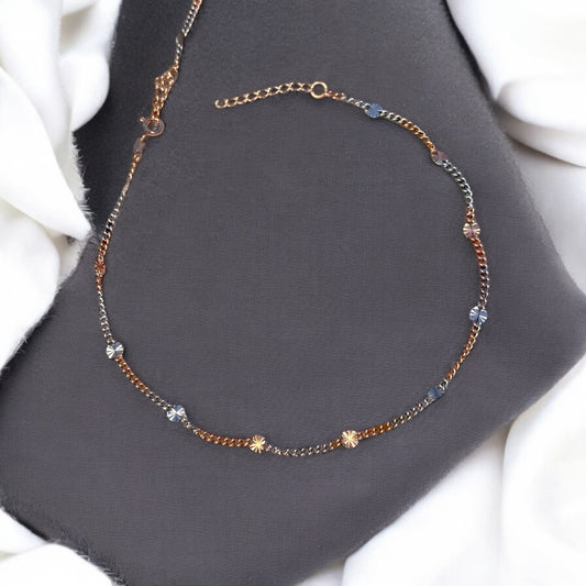 Elegant Dual Tone cutwork 925 Silver Anklets