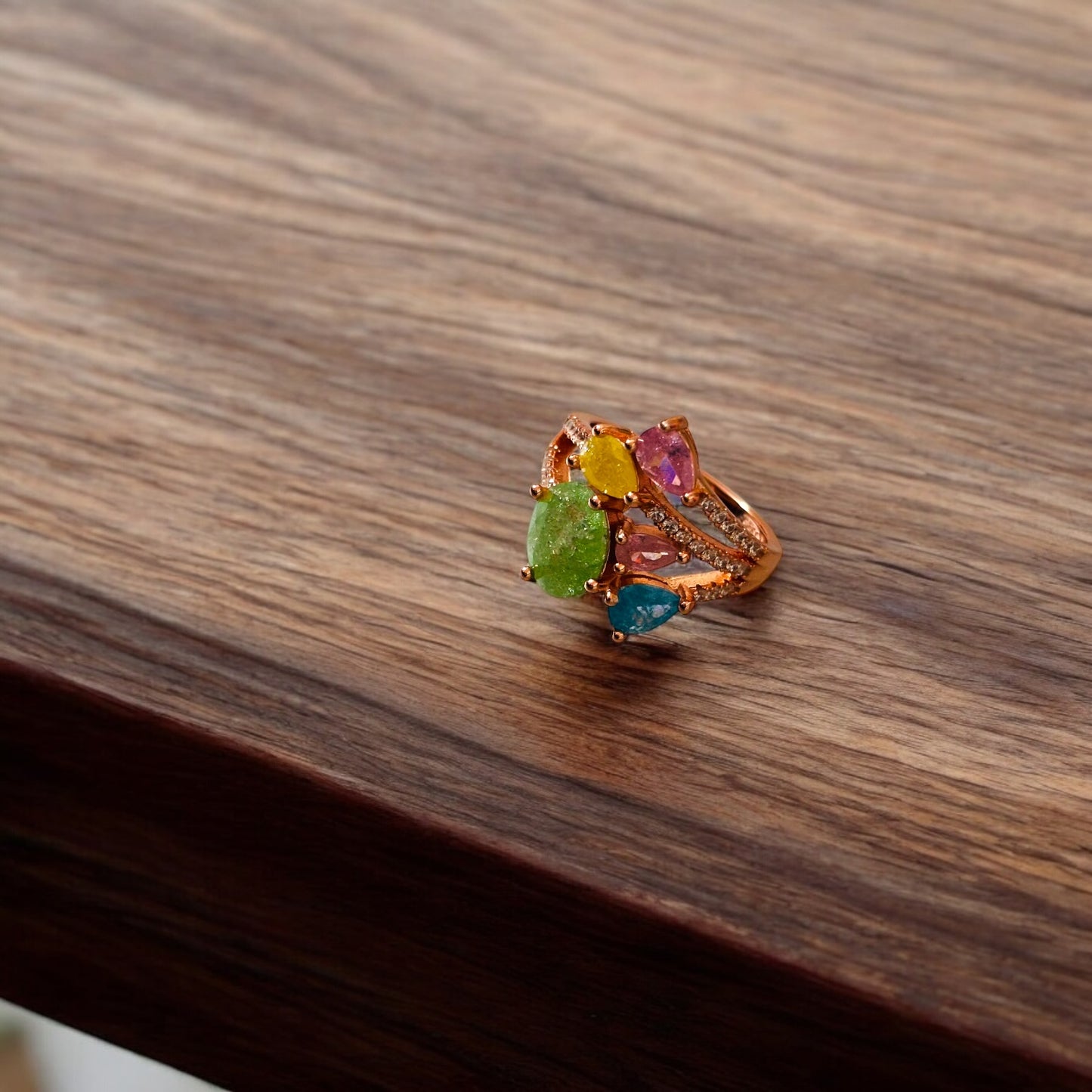Rose gold plated stacked 925 silver cocktail Ring
