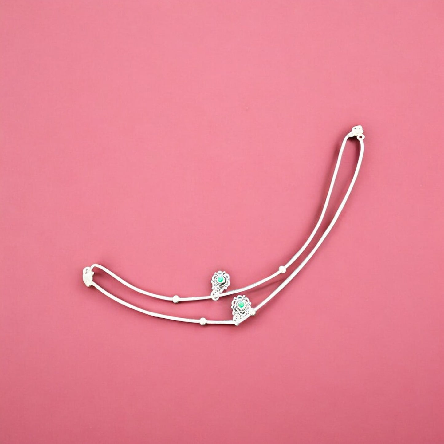 Floral Charm oxidised Anklet