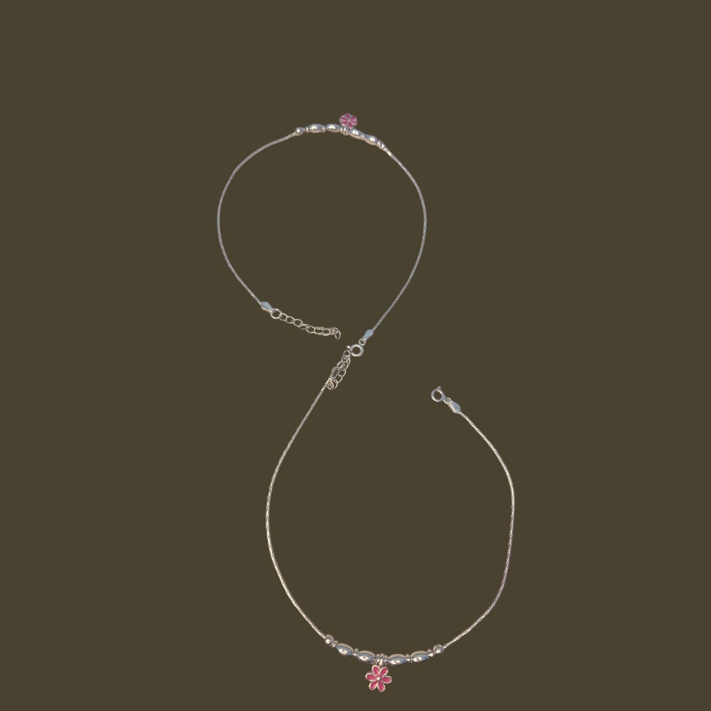 Floral Charm 925 silver anklets