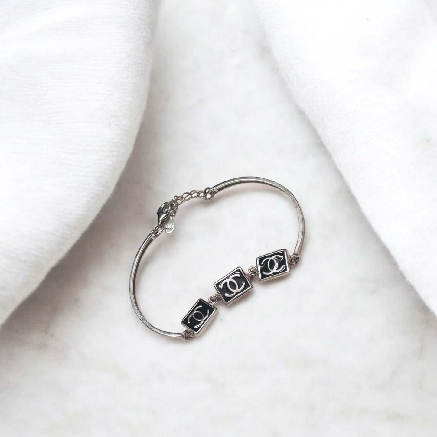 Chanel Vintage Solid Silver Bracelet