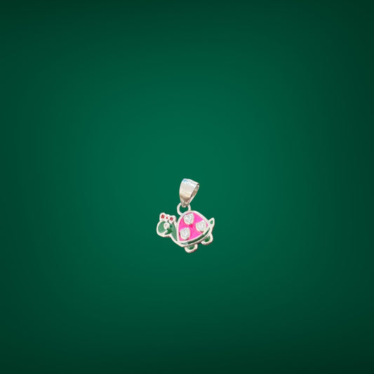 Cute Tortoise Face Kids Silver Pendent