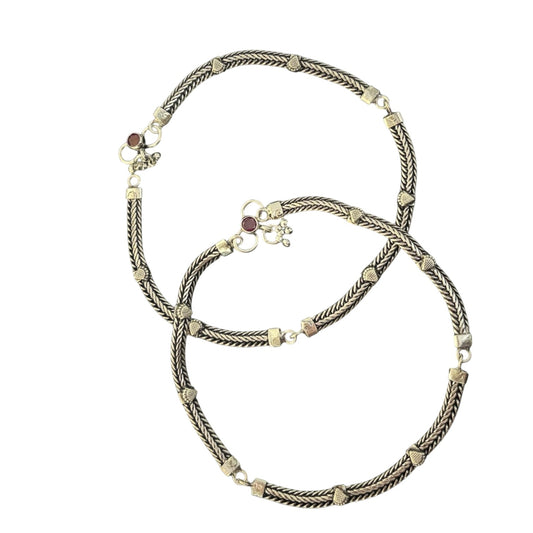 Tribal Oxidised 925 silver anklet