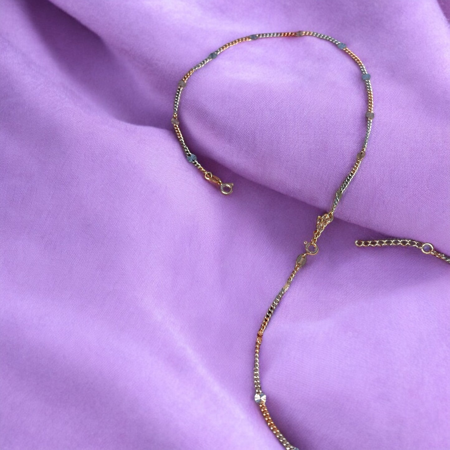 Elegant Dual Tone cutwork 925 Silver Anklets