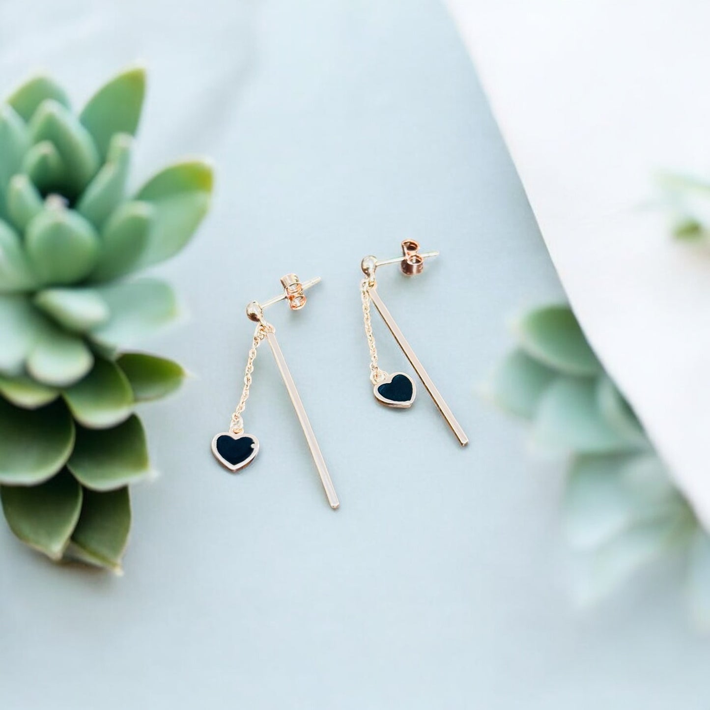 Stick drop with chain Earring