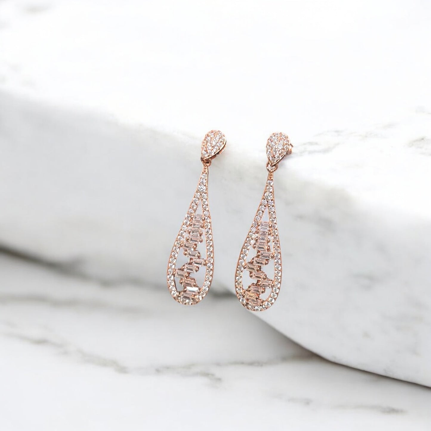 Tear drop party CZ Silver Party Earring