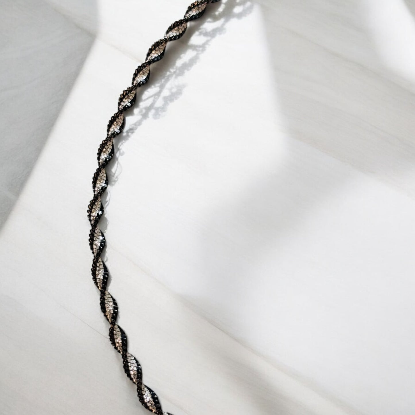 Twisted black and rhodium sterling silver Anklet