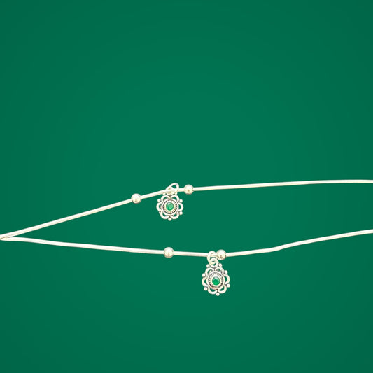 Floral Charm oxidised Anklet