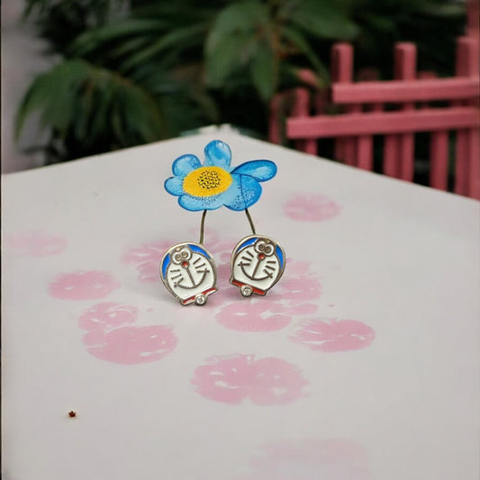 Colorful Doremon Kids Silver Earring