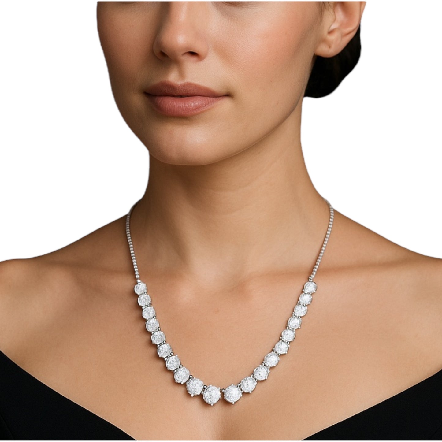 String of solitaire 925 silver necklace set