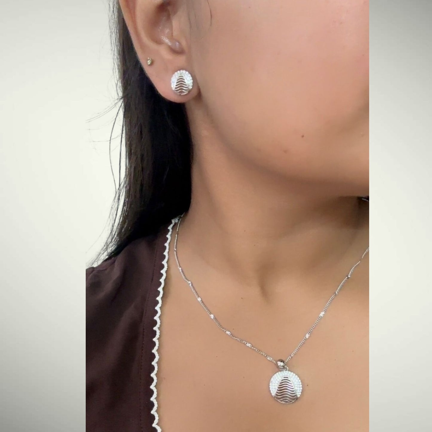 Contemporay Silver Pendant Set