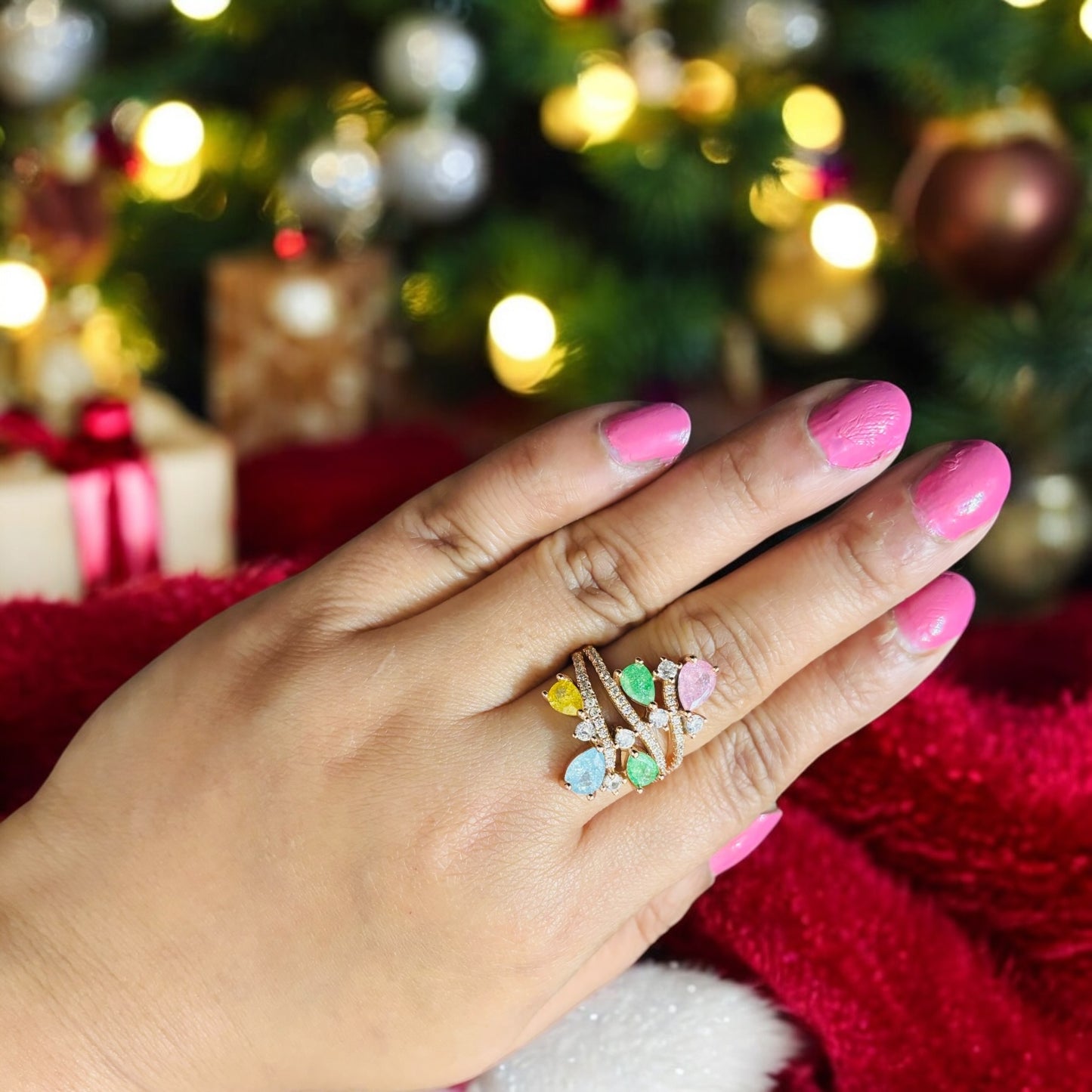 Majestic Rose gold plated 925 silver cocktail Ring