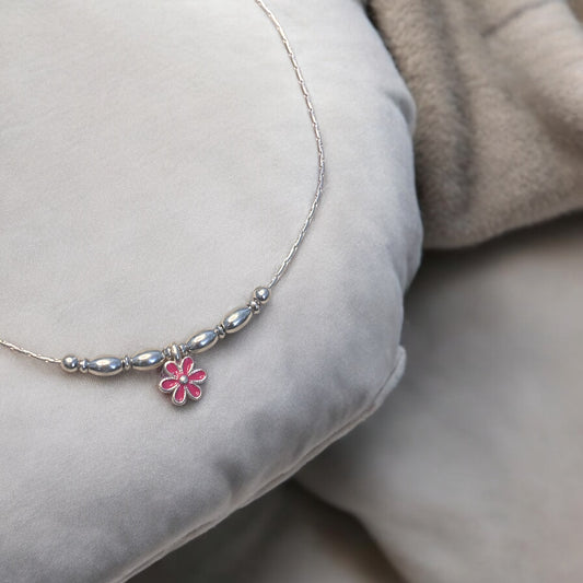 Floral Charm 925 silver anklets