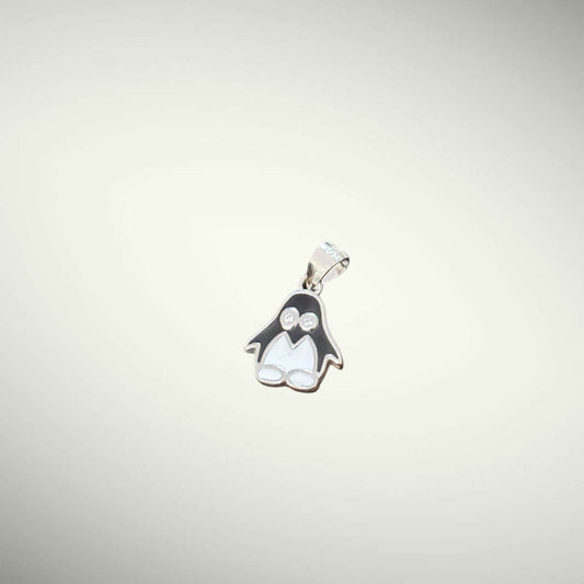 Cute Penguin Face Kids Silver Pendent