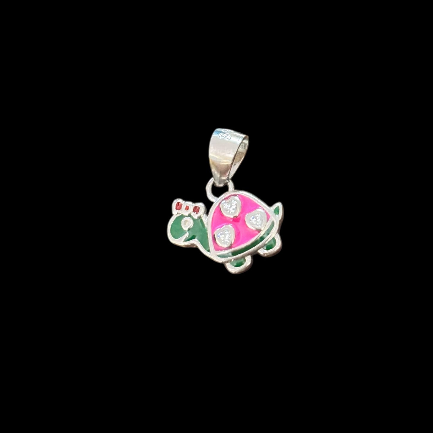 Cute Tortoise Face Kids Silver Pendent