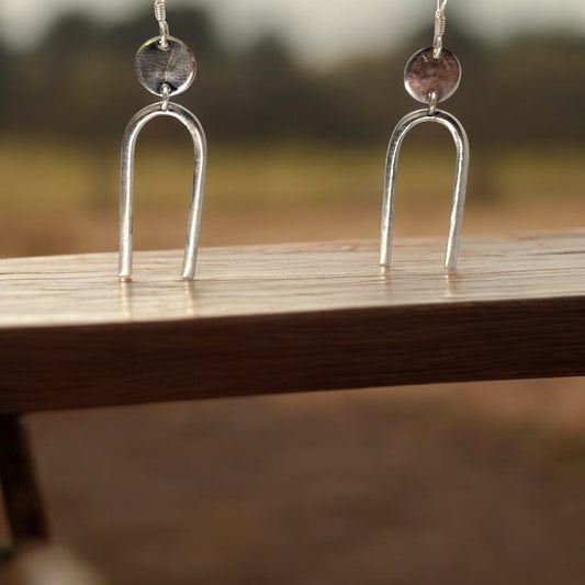 Tribal Hoop drop Silver earring