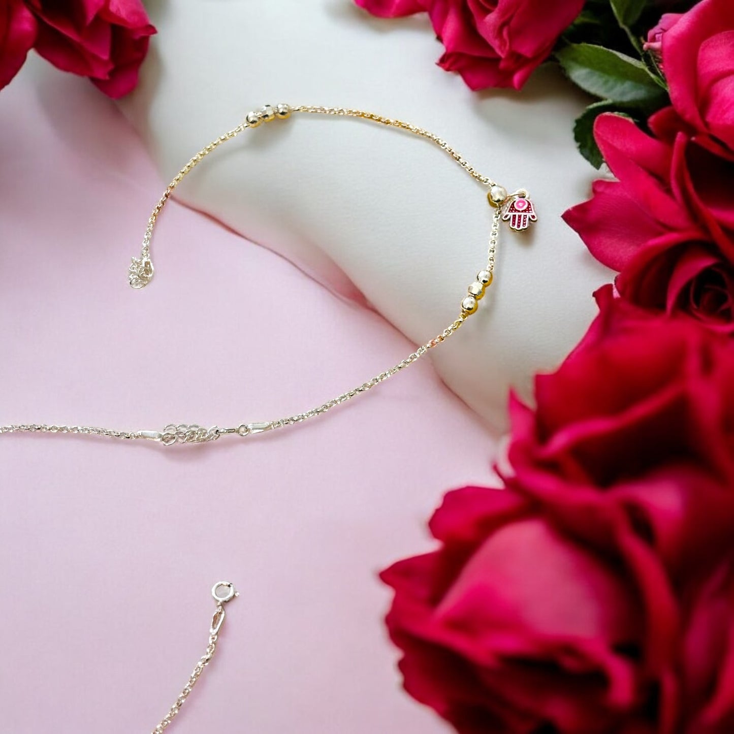 Hamsa Charm 925 silver anklets