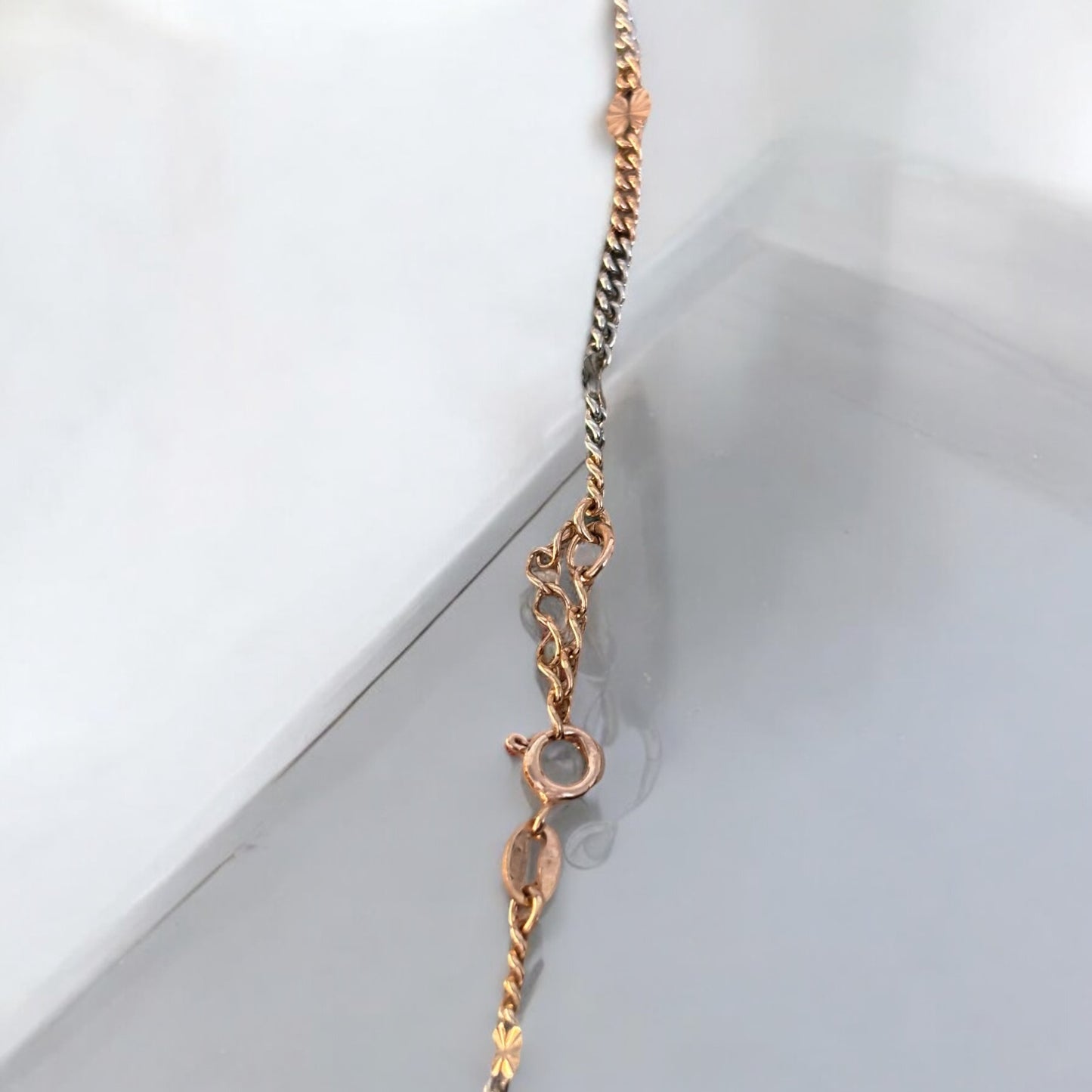 Elegant Dual Tone cutwork 925 Silver Anklets