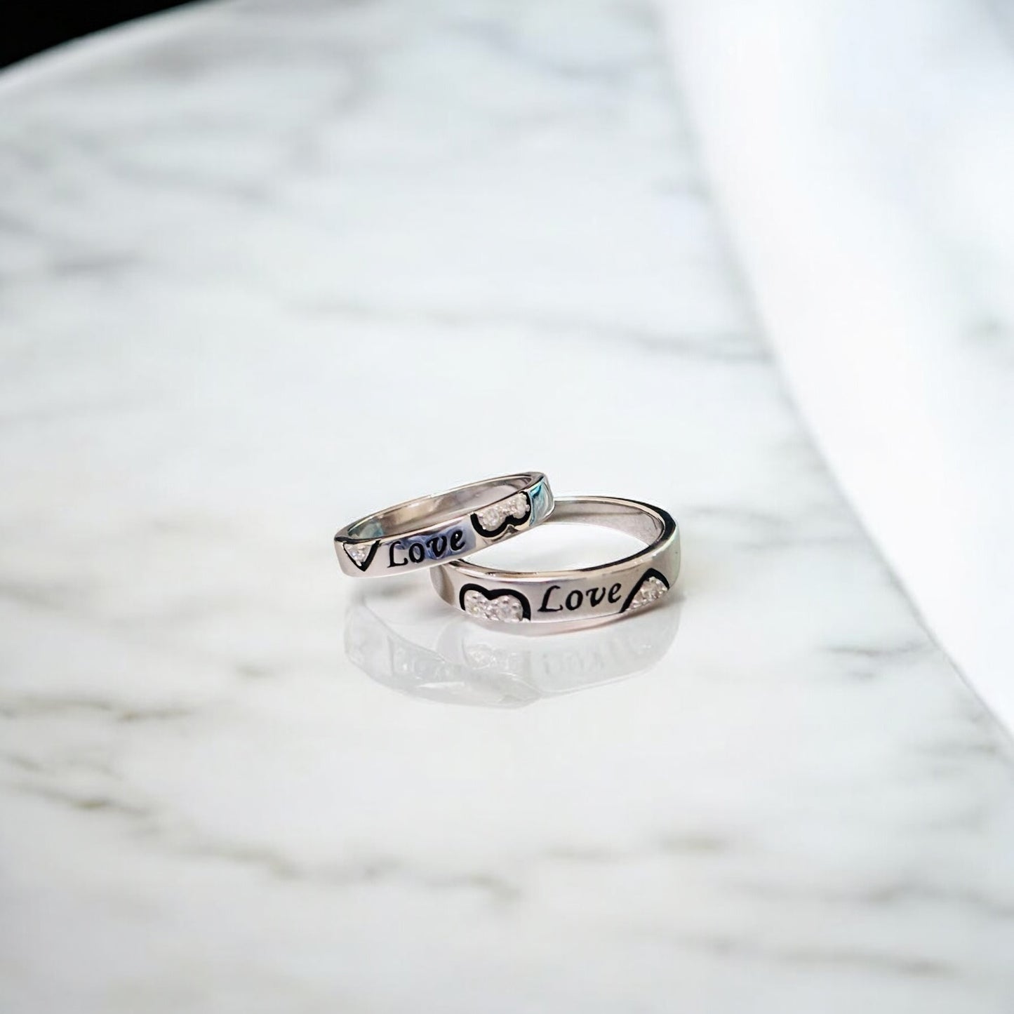 Love engrave couple ring band