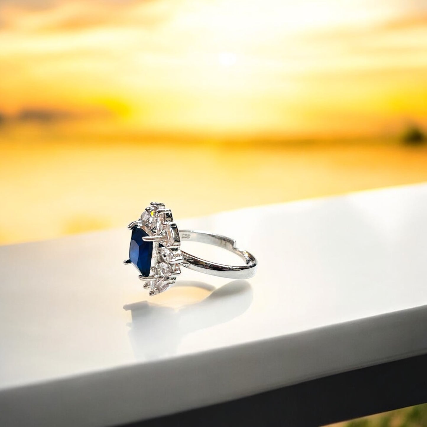 Azure Heirloom – Engagement Ring with Sapphire Light