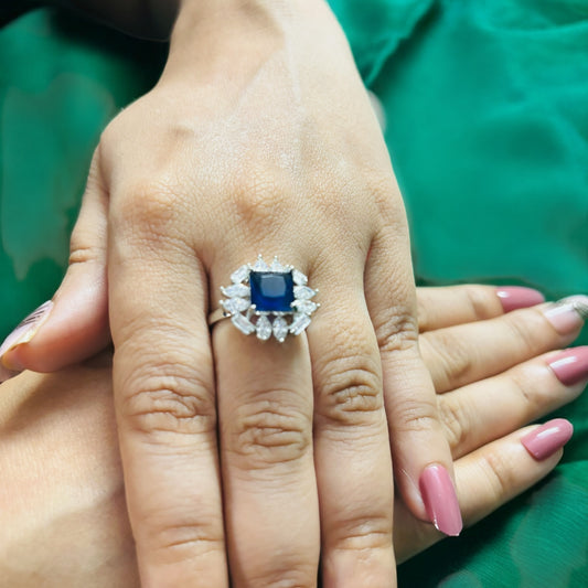 Azure Heirloom – Engagement Ring with Sapphire Light