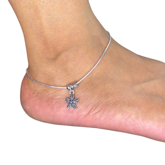 Star Fish Charm Oxidised anklet