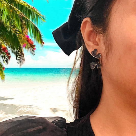 Black Butterfly Stylish Silver Earrings