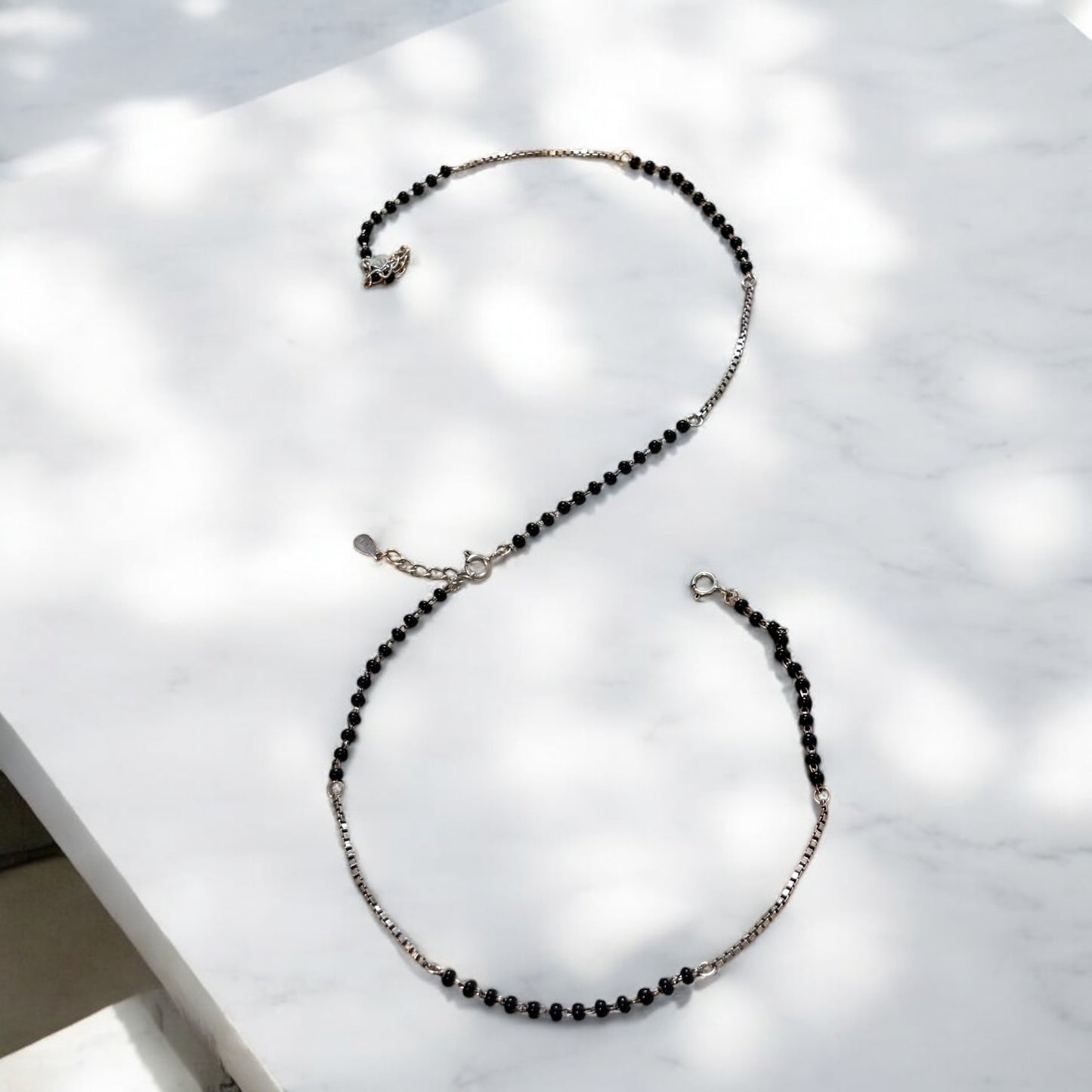 Black bead elegant silver payal