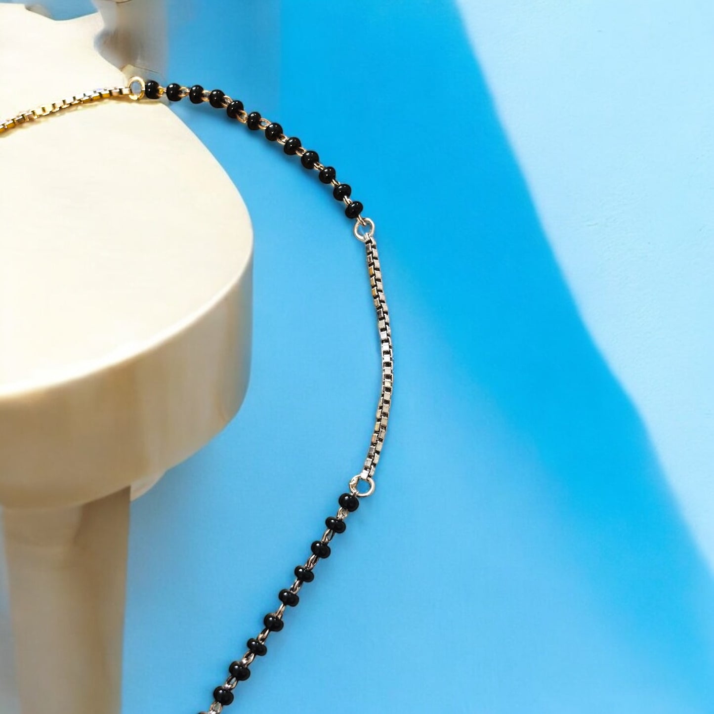 Black bead elegant silver payal