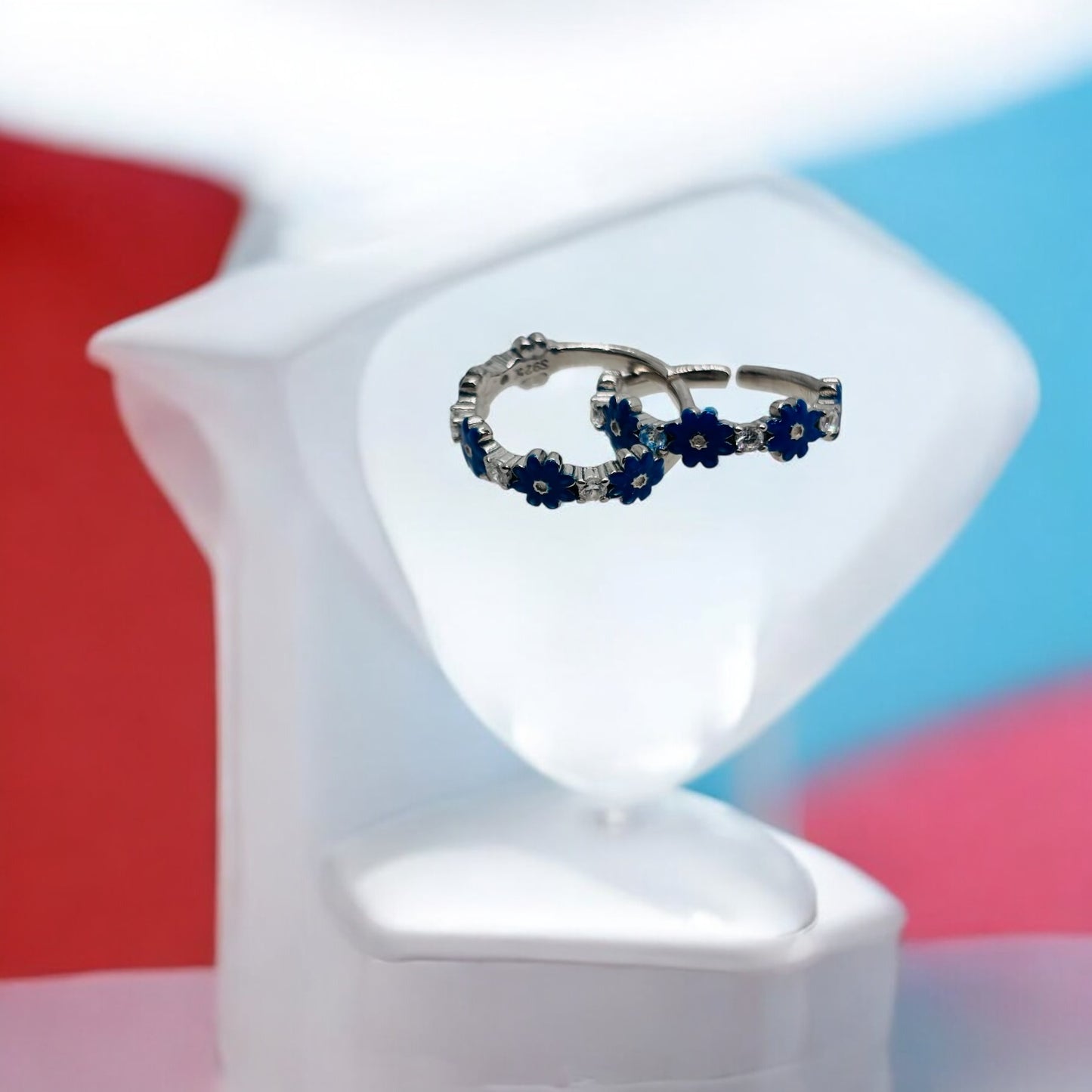 Blue Flower CZ toe ring