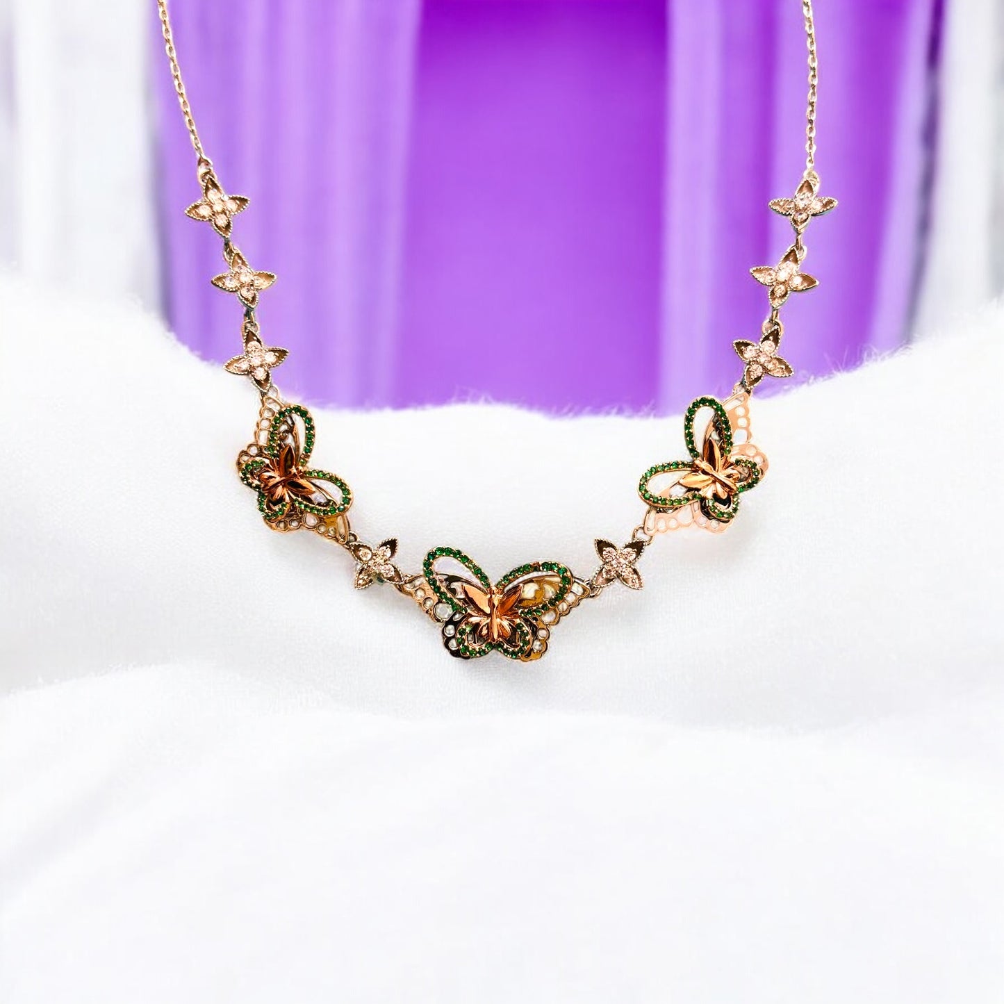 Butterfly Delight - Rose Gold Necklace set