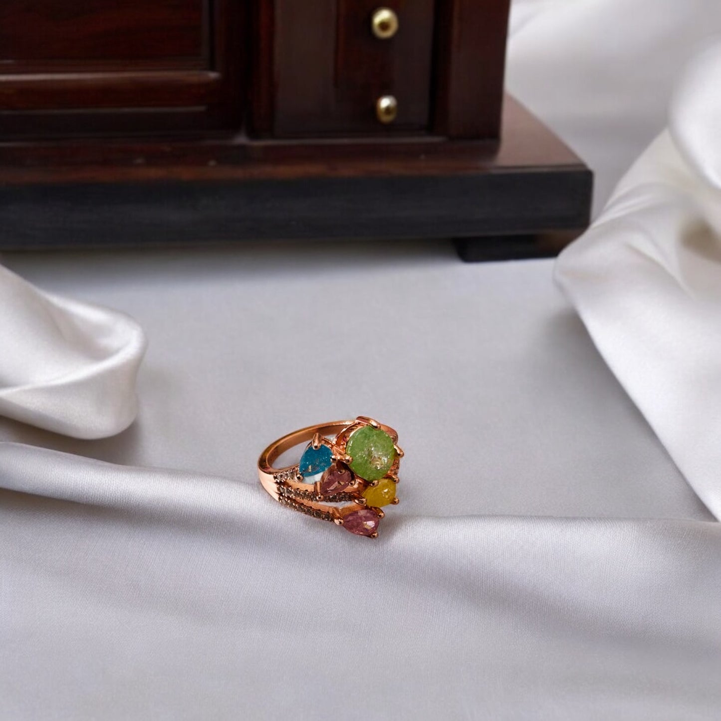 Rose gold plated stacked 925 silver cocktail Ring