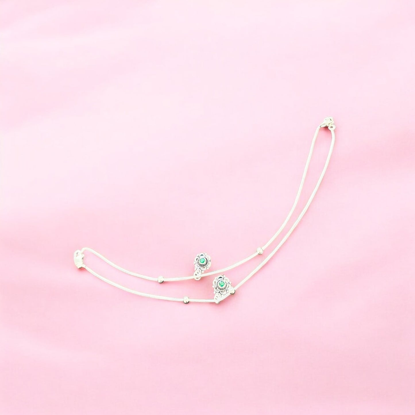 Floral Charm oxidised Anklet