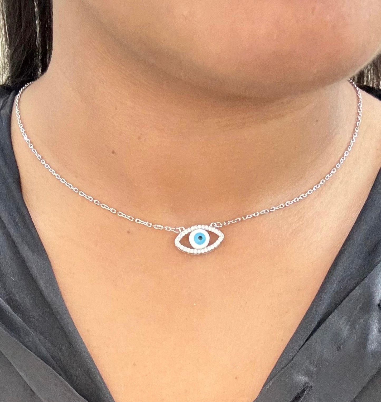 Evil Eye classical silver pendant chain