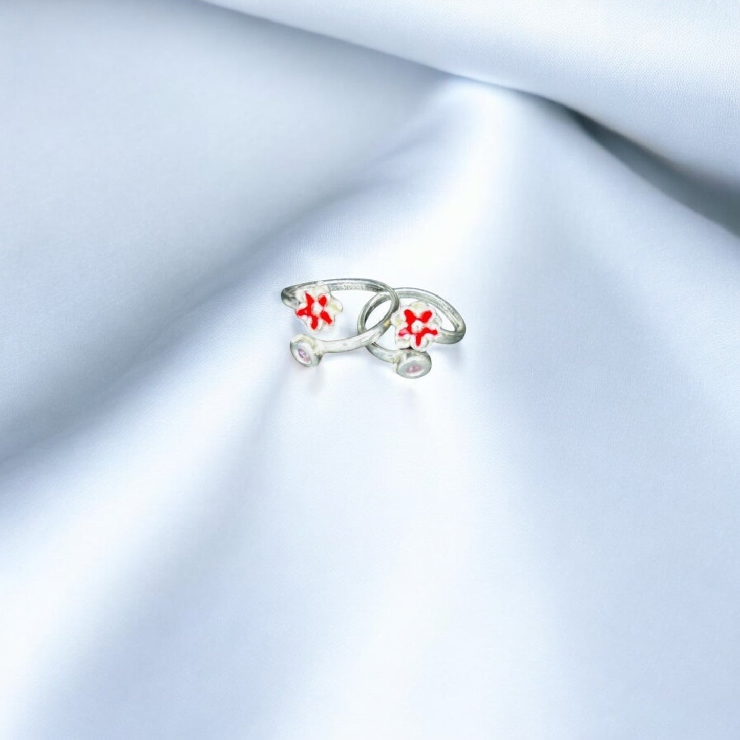 Minimal floral front open toe ring