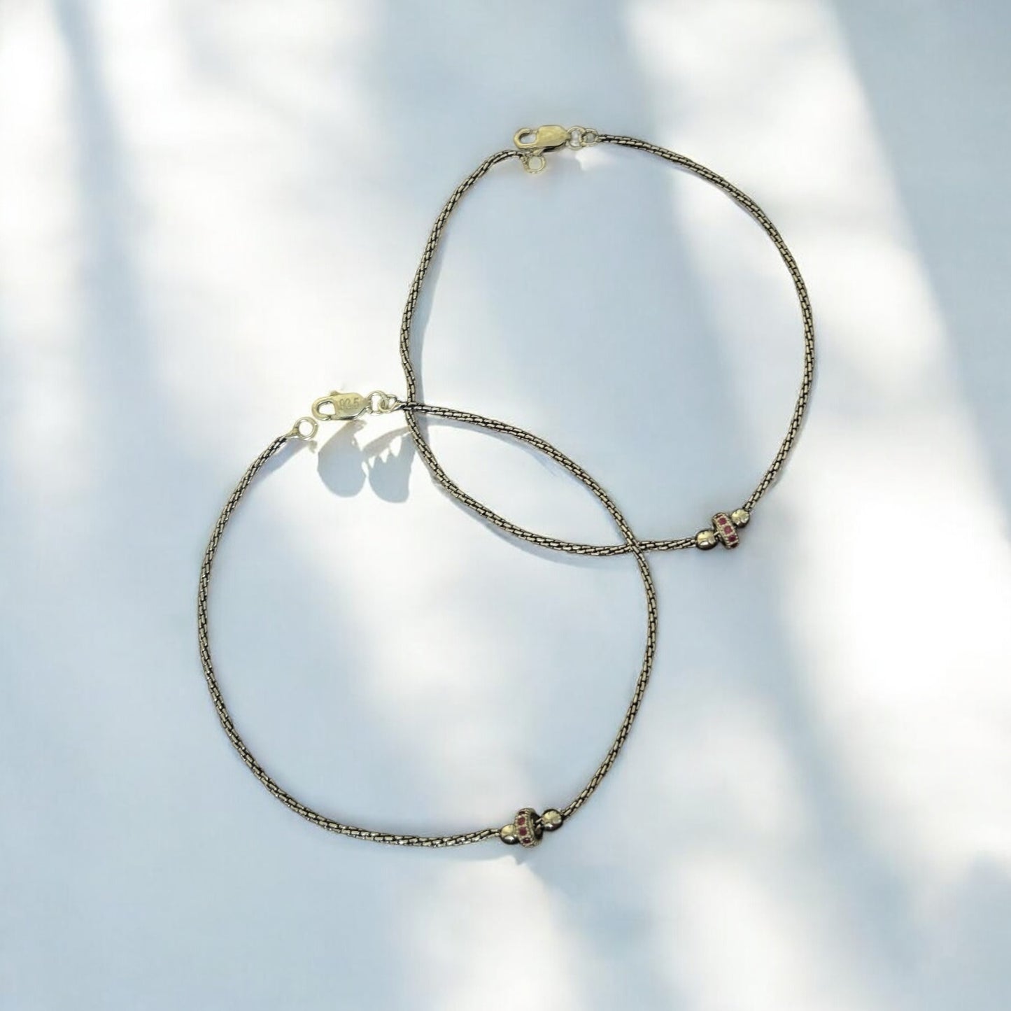 Red beads oxidised anklet