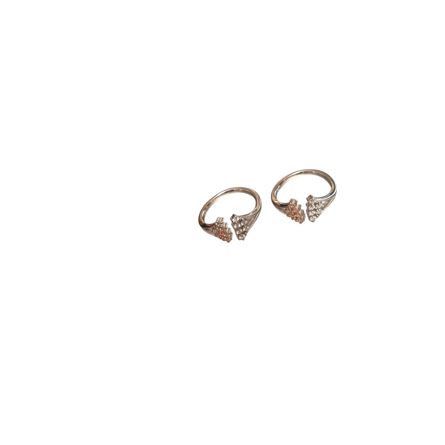 Pair of rose gold hoop earrings on a white background