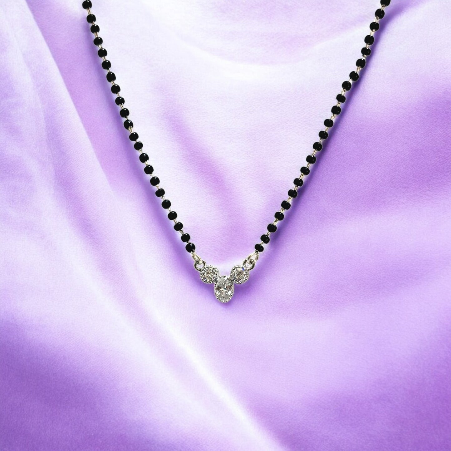 CZ studded silver Mangalsutra Necklace