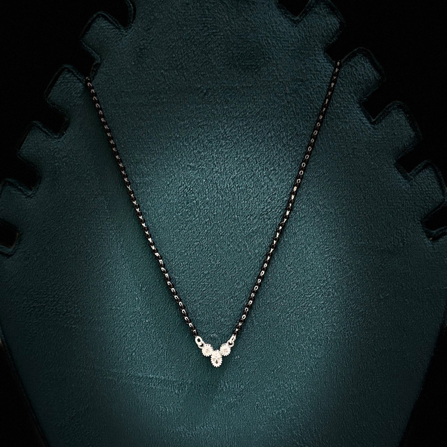 CZ studded silver Mangalsutra Necklace