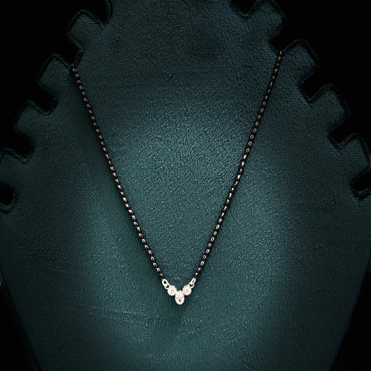 CZ studded silver Mangalsutra Necklace