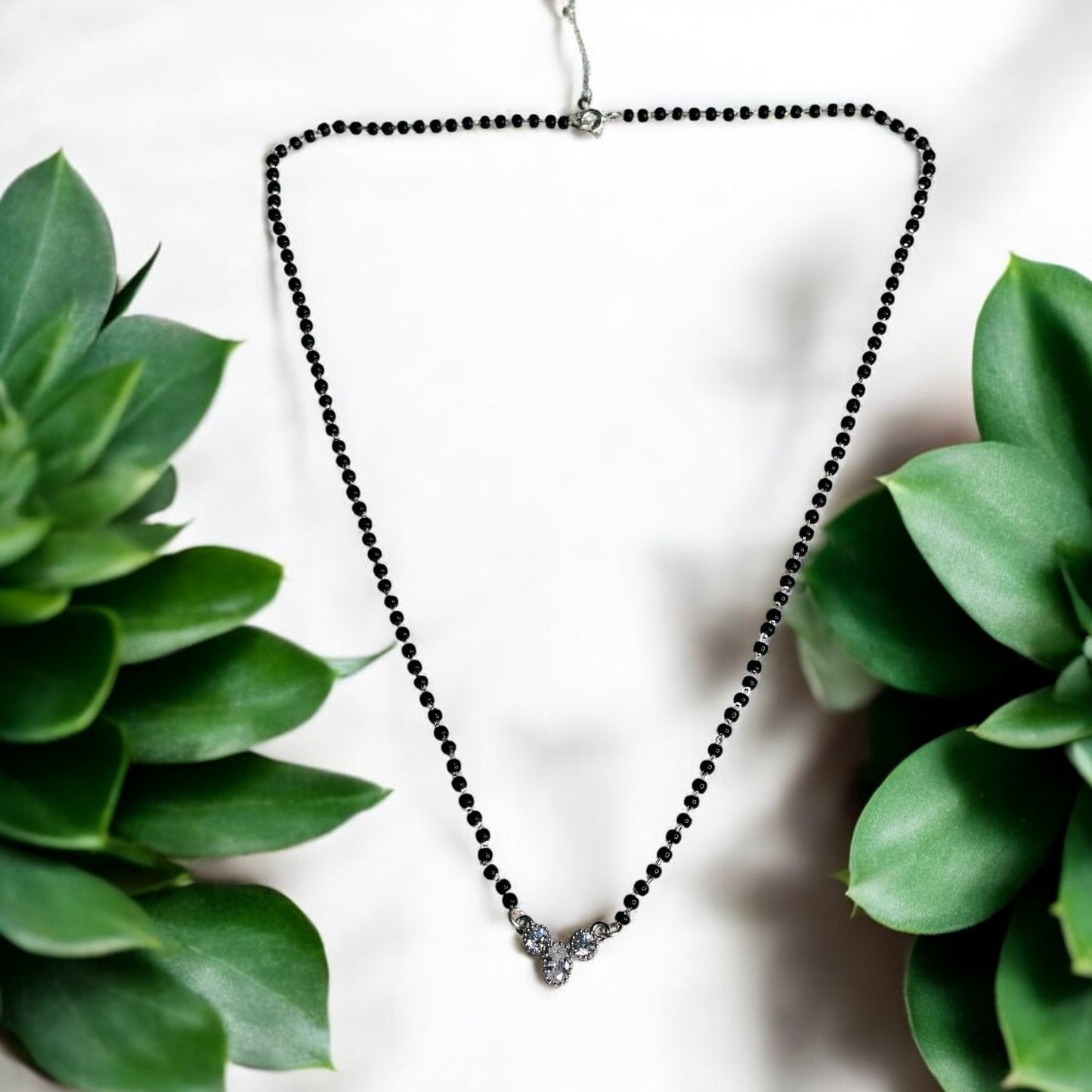 CZ studded silver Mangalsutra Necklace