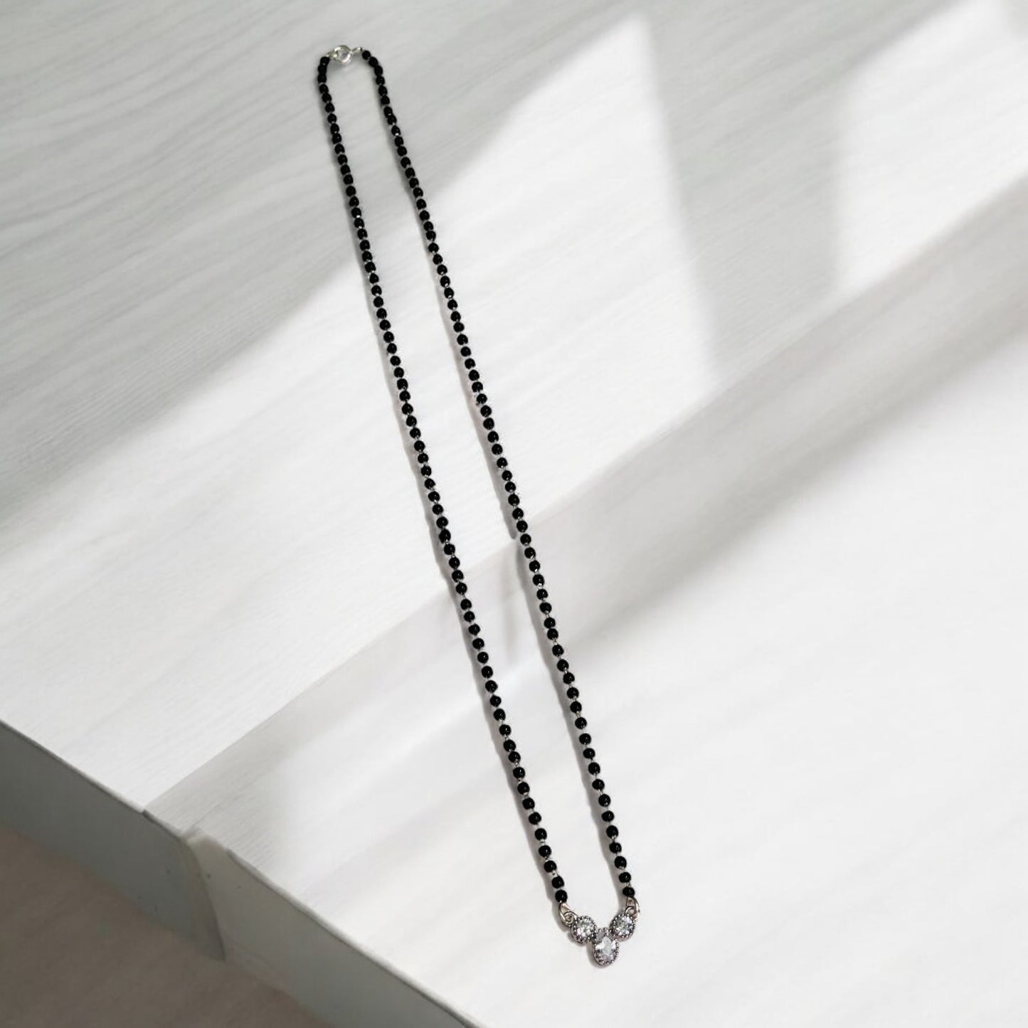CZ studded silver Mangalsutra Necklace