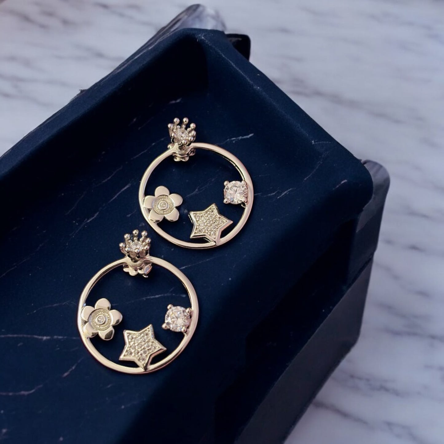 Celestial Circular drop 925 silver earring