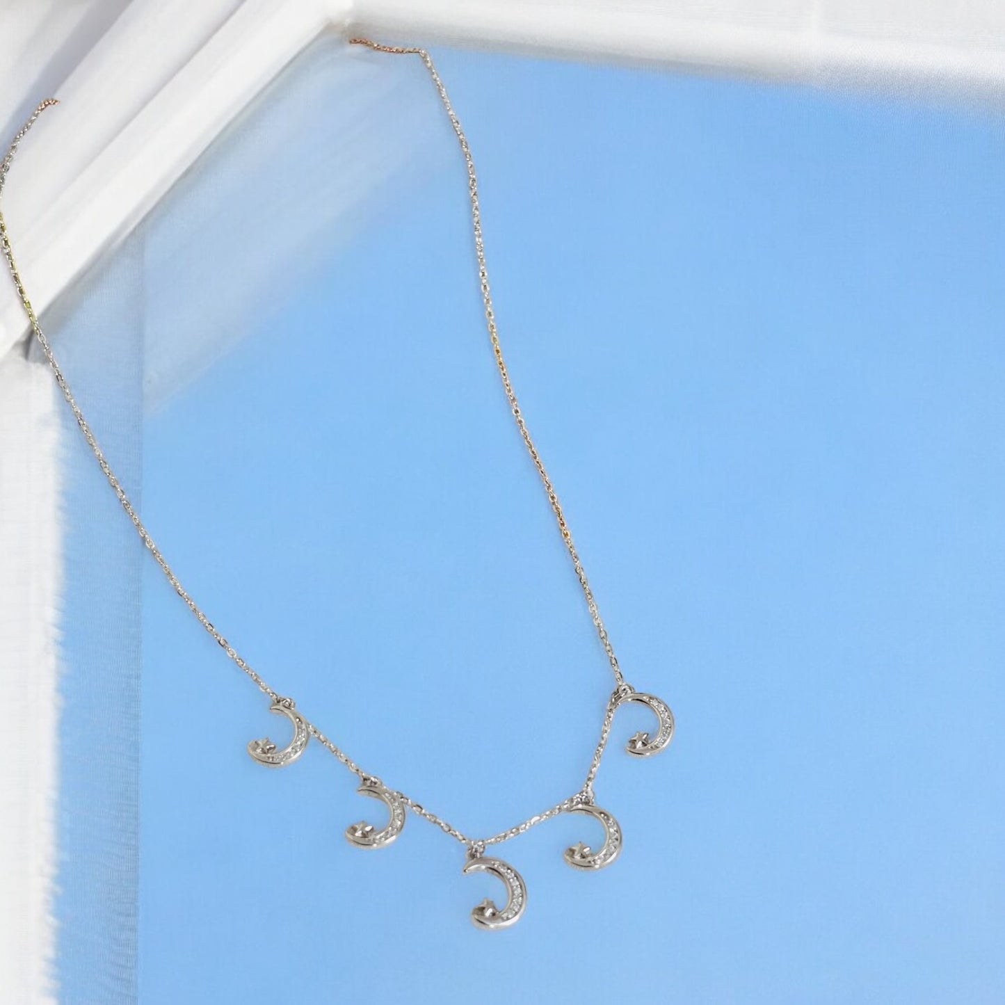 Celestial Moon Charms 925 silver Necklace