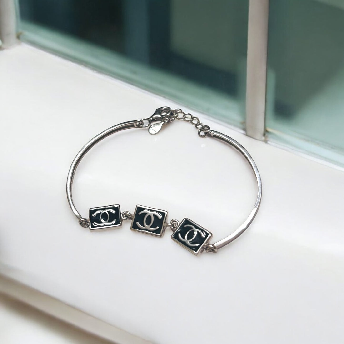 Chanel Vintage Solid Silver Bracelet