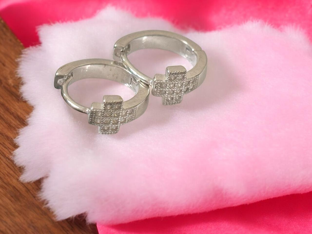 Trendy Hoop CZ Tik Tok Silver Earring